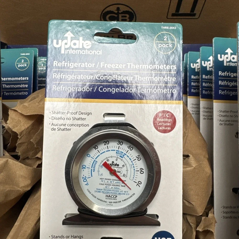 2 pack refrigerator freezer thermometer, 24 Per Box, Sell As Box, F/C Reading